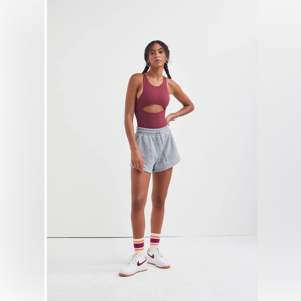For Love and Lemons Rib Keyhole Bodysuit Burgundy Size Small